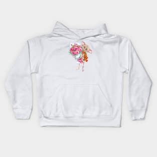 Cute Elf with flowers bouquet Kids Hoodie